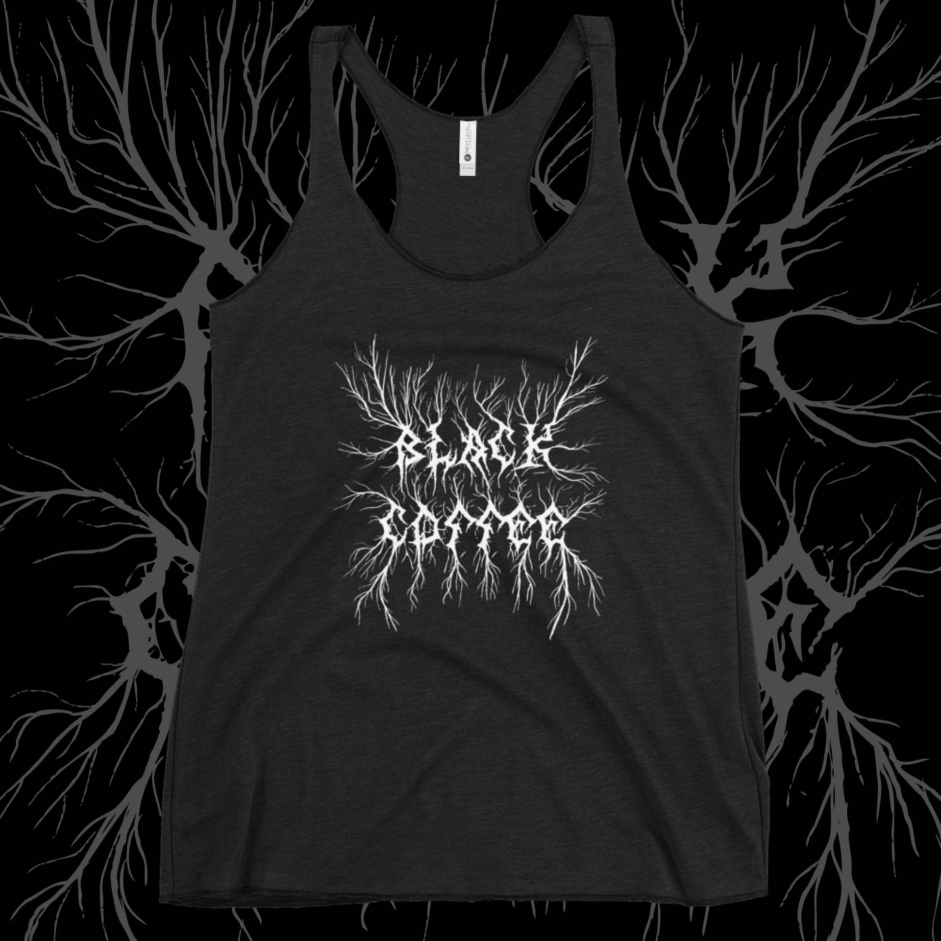 Racerback Tank Top Gothic Black Style | Relaxed Fit, Weiches Material | Schwarzer Kaffee von BecauseSkulls