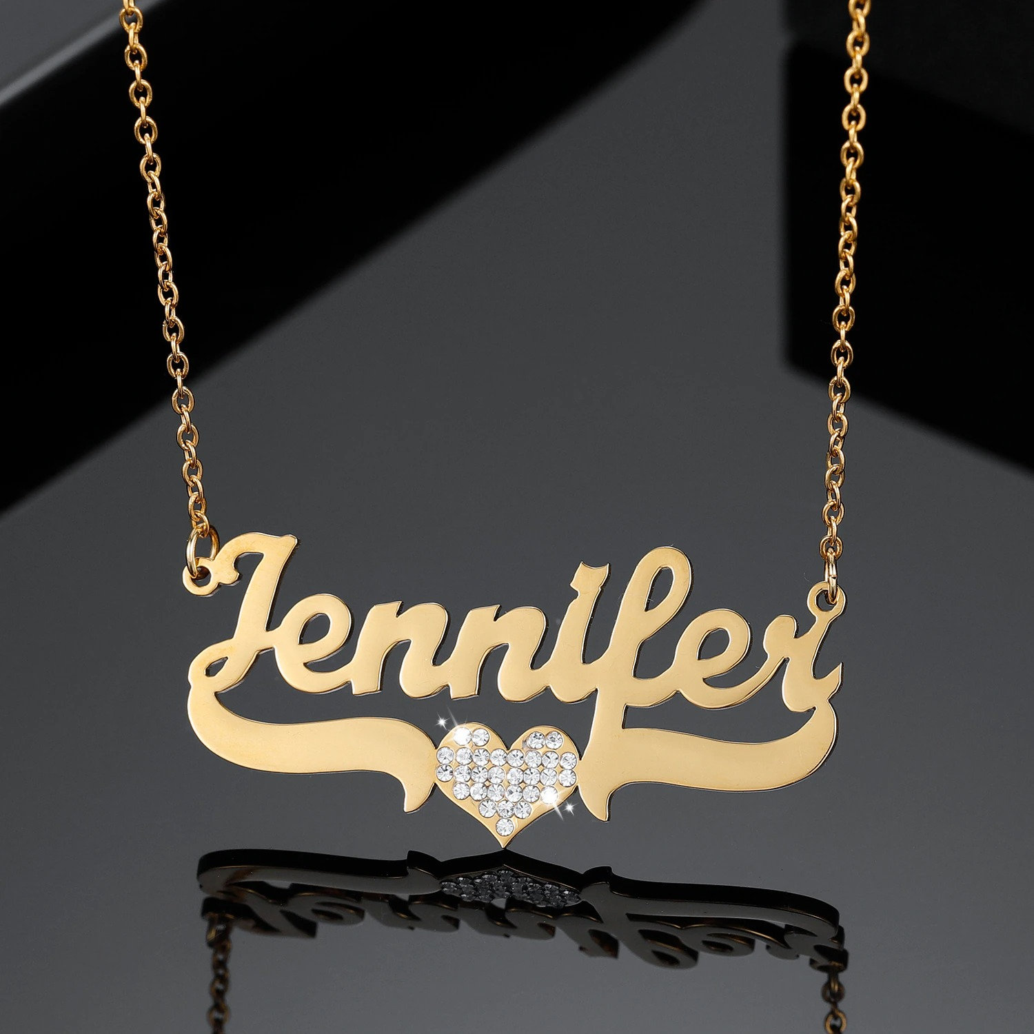 Bling Herz Namenskette Von Beceff® Namensschild Kette Mit Kristall Eingelegt Funkelndem Liebevoller Schmuck Geschenk An Teenager Mädchen, Freundin von Beceff