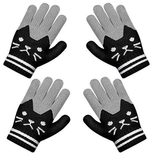 Becellen 2 Paar Strickhandschuhe Kinder, Vollfinger Warme Handschuhe Niedliche Magische Handschuhe für Jungen Mädchen von Becellen