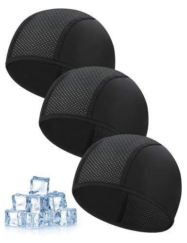 Becellen 3 Stück Fahrradmütze unter Helm, Atmungsaktive Mesh Skull Cycling Cap Leichte Unterhelmmütze Fahrradkappe Sommer für Männer Frauen von Becellen