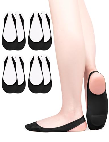 Becellen 4 Paar Füßlinge Damen, No Show Ballerina Socken mit Fußpolster Unsichtbare Socks Atmungsaktiv Halbsocken für Sling Back Heels von Becellen