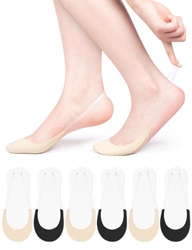 Becellen 6 Paar Invisible Füßlinge Damen, No Show Slingback-Socken Low Cut Ballerina Socken Unsichtbare Halbsocken mit Transparent TPU Sling von Becellen