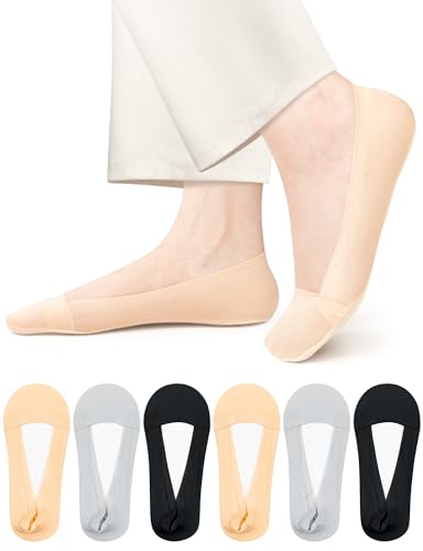 Becellen 6 Paar Unsichtbare Füßlinge Damen, Atmungsaktiv Ballerina No Show Socken mit Rutschfeste Silikon Invisible Socks für Frauen und Mädchen von Becellen