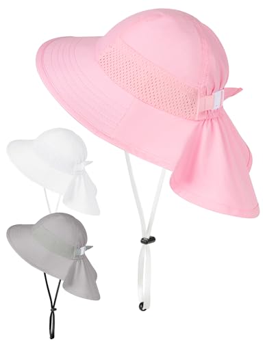 Becellen Sonnenhut Kinder Baby UV Schutz 50+ Sommermütze mit Nackenschutz Breite Krempe Sommer Kappe Strand Mütze Kleinkind Jungen Mädchen 2-6 Jahre von Becellen