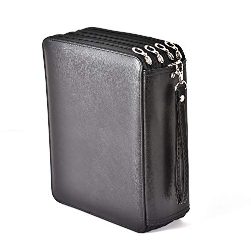 Becho Multifunktionales Federmäppchen aus weichem Leder mit mehrschichtigem Reißverschluss, Trennung, große Kapazität, Stiftetasche, Buntstiftebox, 184 Fächer, Schwarz, Modern Becho Multifunktionales Federmäppchen aus weichem Leder mit mehrschichtigem Reißverschluss, Trennung, große Kapazität, Stiftetasche, Buntstiftebox, 184 Fächer, Schwarz, Modern von Becho