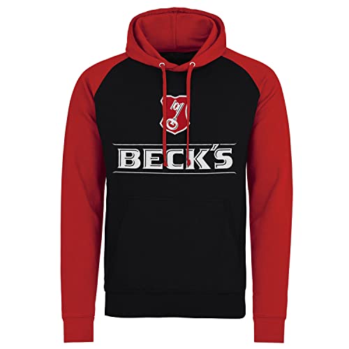 Beck's Offizielles Lizenzprodukt Logo Baseball Kapuzenpullover (Schwarz - Rot), XL von Beck's