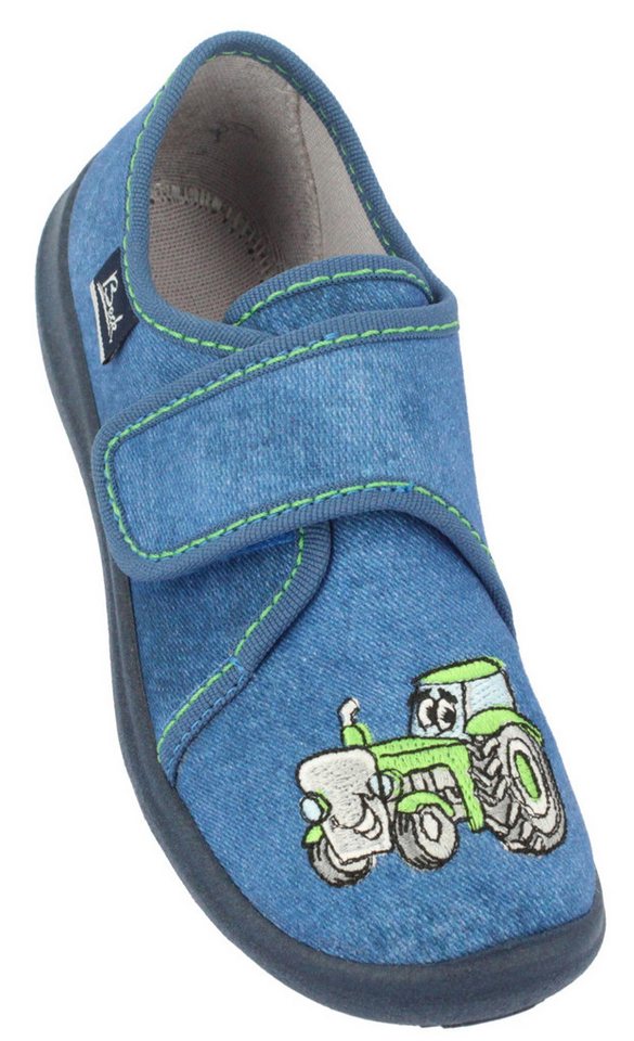 Beck BECK Kinder / Jungen Hausschuh Traktor 3005-56 blau Hausschuh von Beck