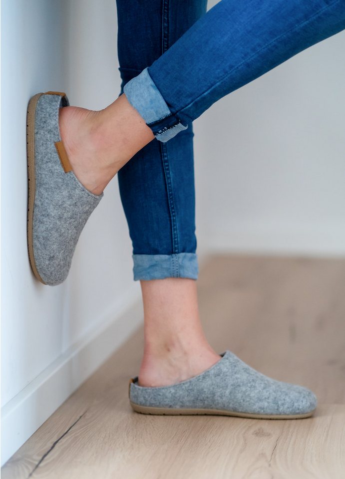 Beck Damen Filz-Clogs Ellen mit hohem Schurwollanteil Hausschuh mit herausnehmbarer Innensohle und rutschfester Laufsohle von Beck