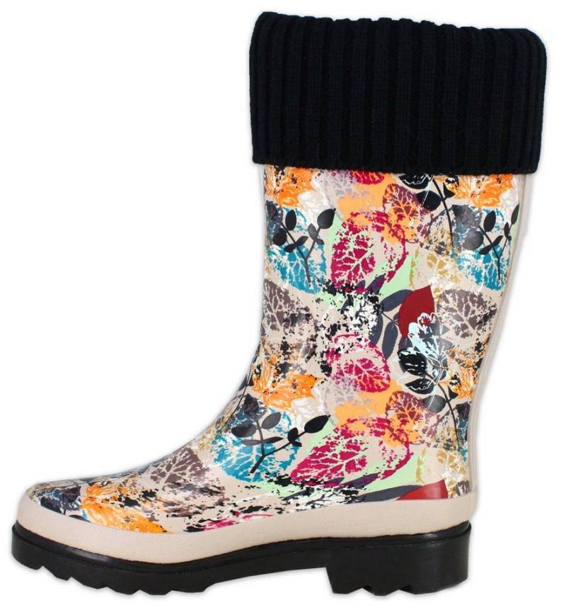 Beck Damen Gummistiefel mit Warmfutter Gummistiefel (aus weichem Naturkautschuk, für warme Füße bei Nässe und Kälte) wasserdicht, mit modischer Strickstulpe von Beck