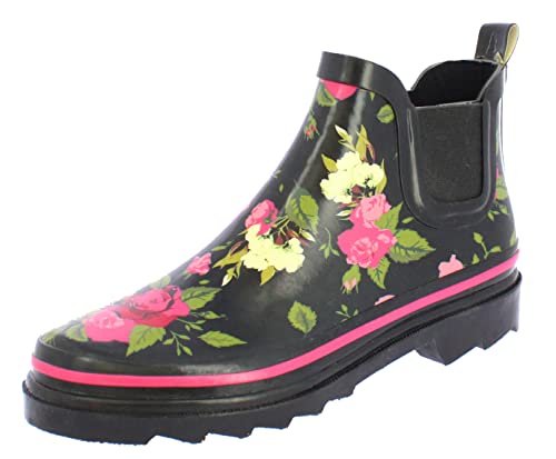 Beck Damen Wild Roses Gummistiefel, Schwarz, 37 EU von Beck