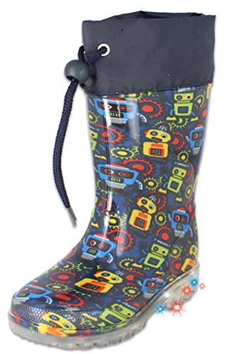 Beck Jungen Blinking Robots Rain Boot, Dunkelblau, 35 EU von Beck