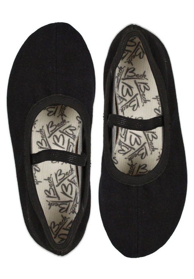 Beck Schläppchen Freeliner aus Baumwolle, Gummisohle Gymnastikschuh (für Sport, Eurythmie, Kita und Zuhause geeignet, für Mädchen + Jungs) Obermaterial robuste Bio-Baumwolle von Beck