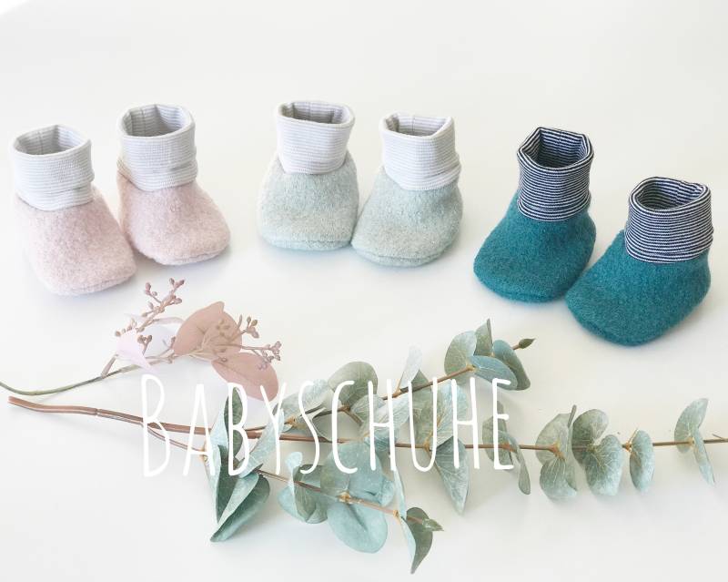 Babyschuhe Walk, Wolle, Mit Bündchen in Verschiedenen Farben von BeckiBoom