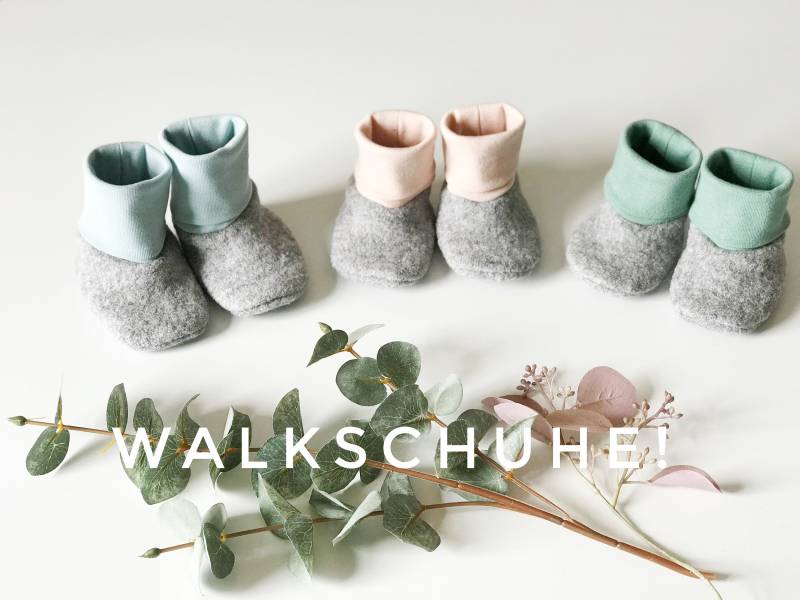 Babyschuhe Walk, Wolle, Mit Bündchen in Verschiedenen Farben von BeckiBoom