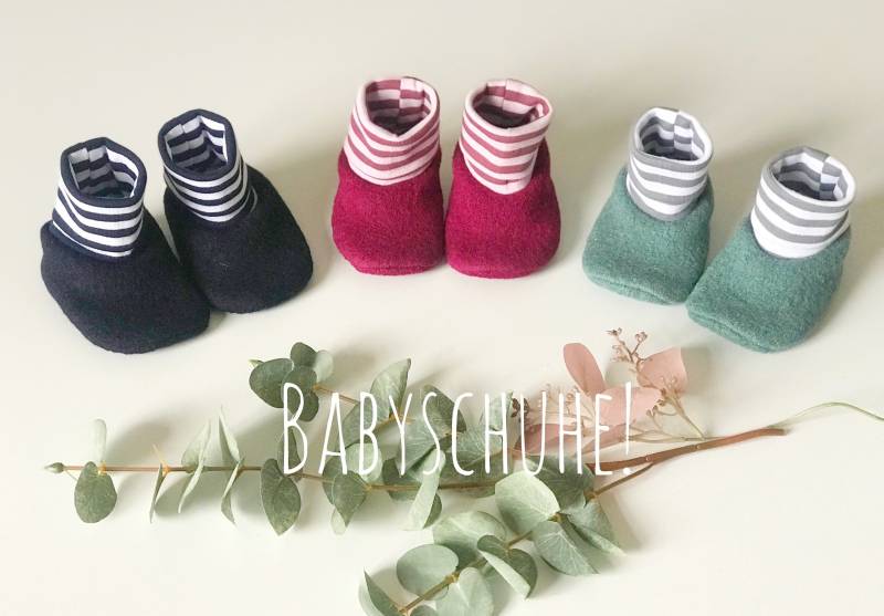 Babyschuhe Walk, Wolle, Mit Bündchen in Verschiedenen Farben von BeckiBoom