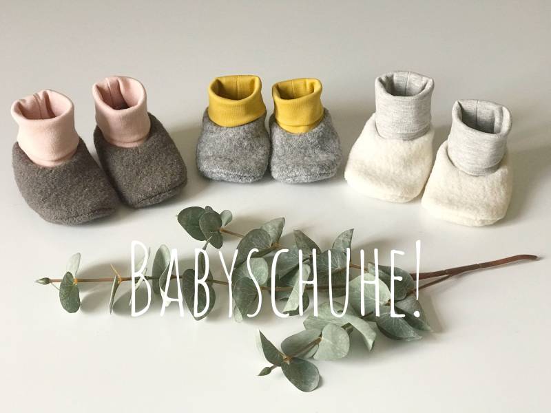 Babyschuhe Walk, Wolle, Mit Bündchen in Verschiedenen Farben von BeckiBoom