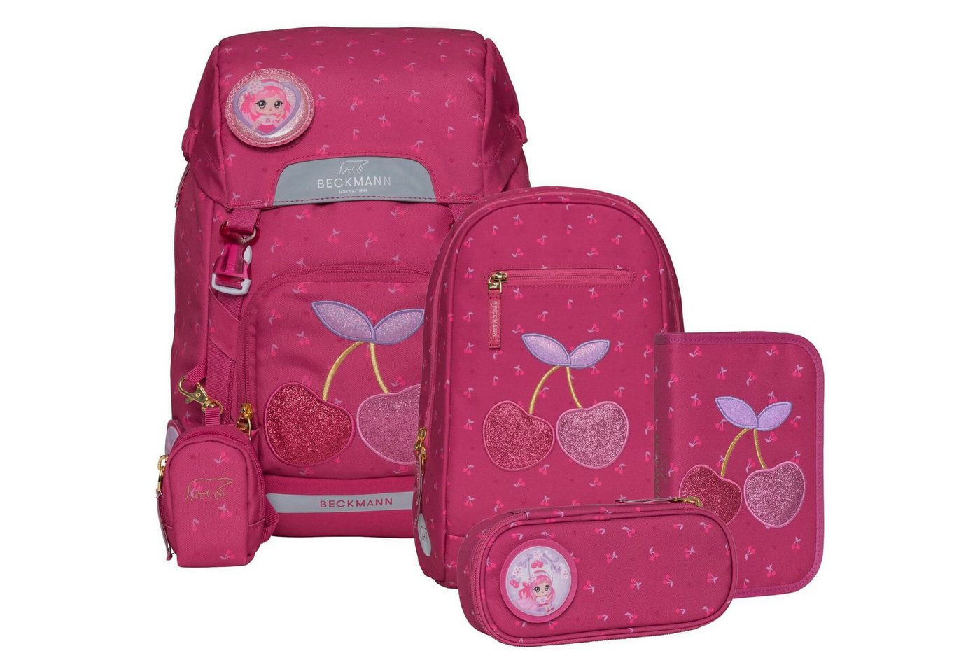 Beckmann Norway Schulranzen Classic 22L - 6-Tlg. Set Cherry von Beckmann Norway