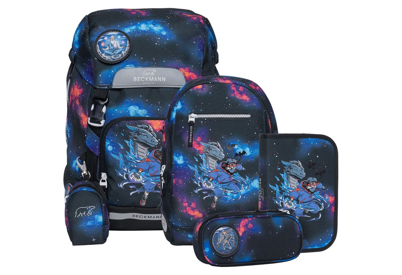 Beckmann Norway Schulranzen Classic 22L - 6-Tlg. Set Ninja Elements von Beckmann Norway