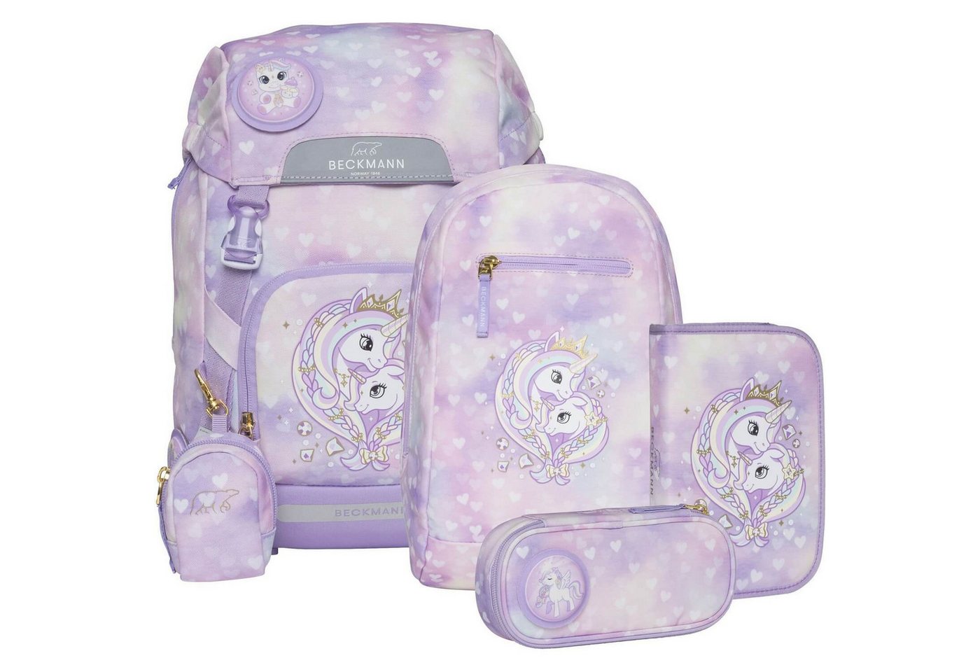 Beckmann Norway Schulranzen Classic 22L - 6-Tlg. Set Unicorn Princess Purple von Beckmann Norway