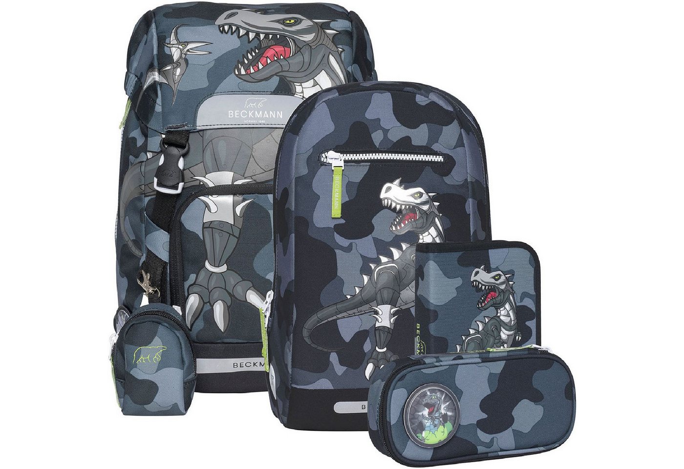 Beckmann Norway Schulranzen Classic 22L Schulrucksack-Set 6-tlg. Camo Rex von Beckmann Norway