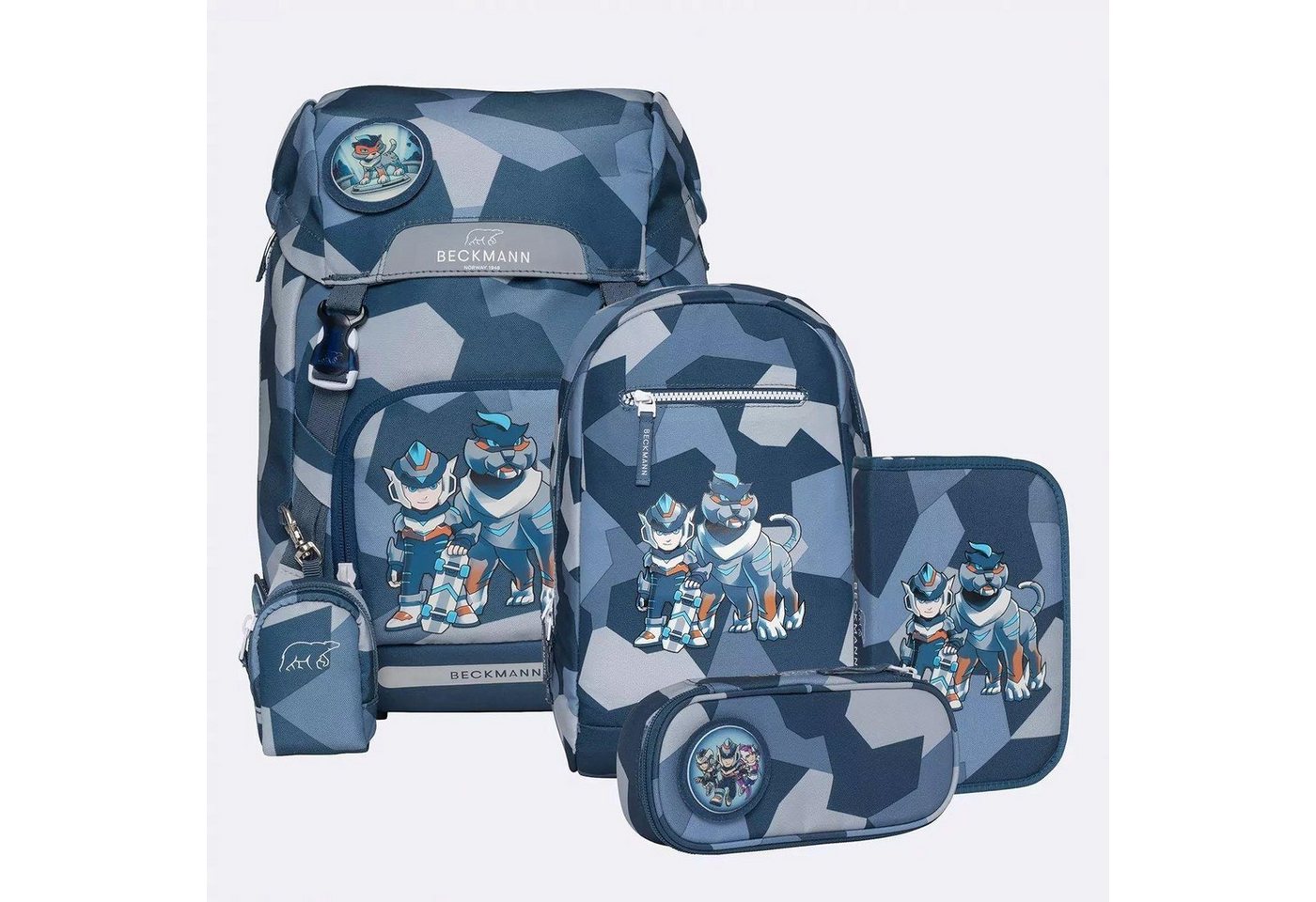 Beckmann Schulrucksack Beckmann Classic Tiger Race Set 6-teilig Schulranzen von Beckmann