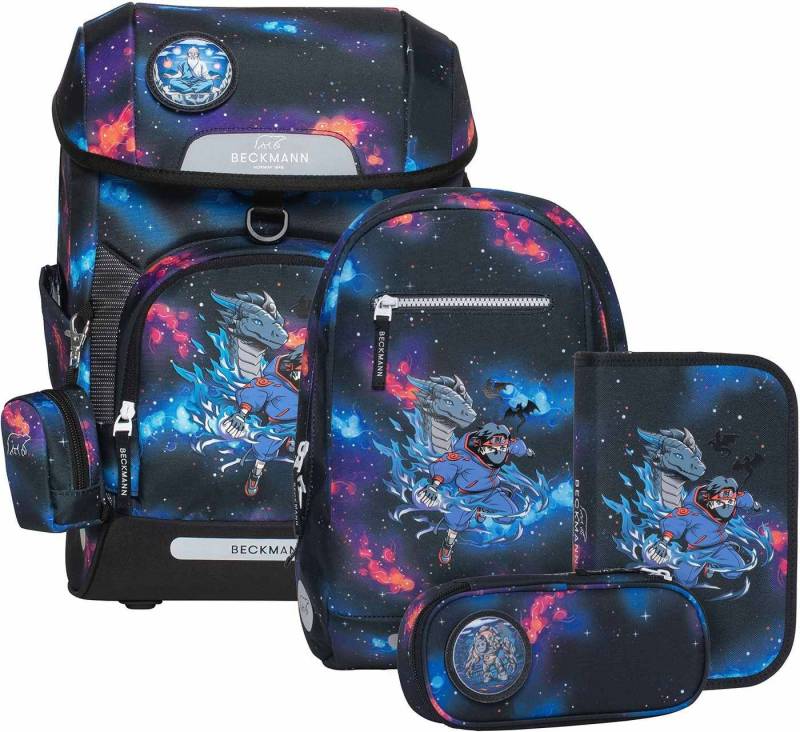 Beckmann Schulrucksack Beckmann Schulranzenset Plus Air - 6-tlg. Set Ninja Elements von Beckmann