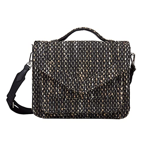 Becksöndergaard Amaya Mara Bag in Schwarz mit Beige - geräumige Umhängetasche Damen mit Trageriemen - Stoffbezug Tweedoptik - L:26 x H:19 x B:8 cm von Becksöndergaard