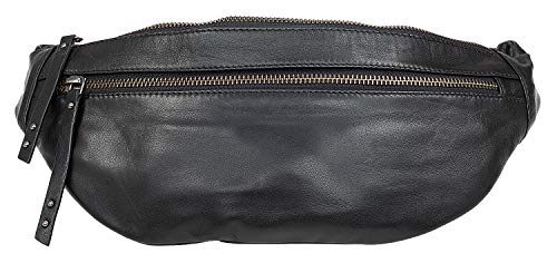 Becksöndergaard Bauchtasche Damen Belly Bum Bag aus Leder Schwarz mit Reißverschlusstaschenb - Größe 23x17 cm - 200100-010 von Becksöndergaard