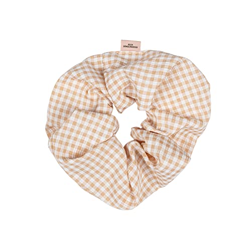 Becksöndergaard Cosette Scrunchie - Haargummi Damen kariert in Beige/Weiß (Semolina) aus 100% Polyamid - One Size von Becksöndergaard