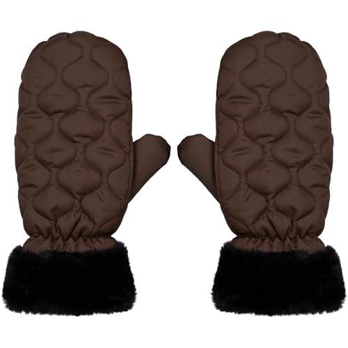 Becksöndergaard Handschuhe Damen Makara Puff Mittens in Hot Fudge Brown (Braun) - Gesteppte Fäustlinge/Winterhandschuhe gefüttert für Frauen mit Steppnähten - Größe M/L von Becksöndergaard