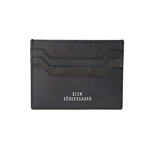 Becksöndergaard Kartenetui Damen Schwarz - Mix Card Holder (Cat Grey) - Kreditkartenhalter aus Leder mit Sieben Fächern - 11 x 8,5 cm von Becksöndergaard