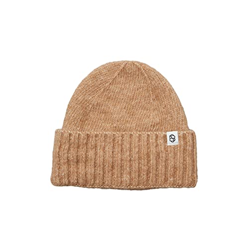 Becksöndergaard Lenny Beanie Damen - flauschige gerippte Strickmütze in der Farbe Beige (Praline) Mütze mit Aufschlag - 51% Alpaka/49% Baumwolle von Becksöndergaard