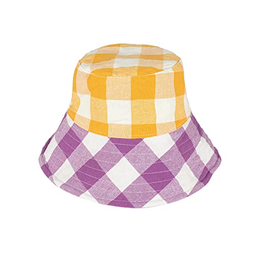 Becksöndergaard Maisie Bucket Hat Damen Gelb Violett kariert aus 100% Baumwolle - Sonnenhut/Sommerhut mit grafischen Muster - 2201872002 von Becksöndergaard