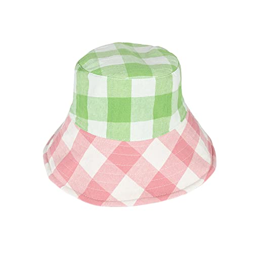 Becksöndergaard Maisie Bucket Hat Damen in Grün Rosa kariert aus 100% Baumwolle - Sonnenhut/Sommerhut mit grafischen Muster - 2201872003 von Becksöndergaard