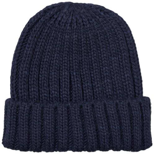 Becksöndergaard Mütze Damen Walmer Beanie - gerippte Strickmütze für Frauen in der Farbe Navy Blazer (Blau) mit breitem Aufschlag - 2307503007 von Becksöndergaard