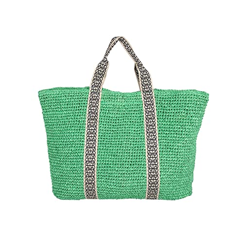 Becksöndergaard Papel Berta Bag Golf Green/Grün - Beach Bag/Shopper/Strandtasche Damen aus Papierstroh - Flechttasche - 44 x 40 cm von Becksöndergaard