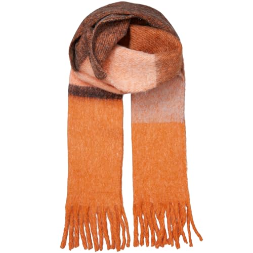 Becksöndergaard Schal Damen - Bartletts Scarf in Orange Pepper (Orange) - Trendiger großer warmer Damenschal Color Block aus Wollmischung - Breite: 35 x Länge 200 cm von Becksöndergaard