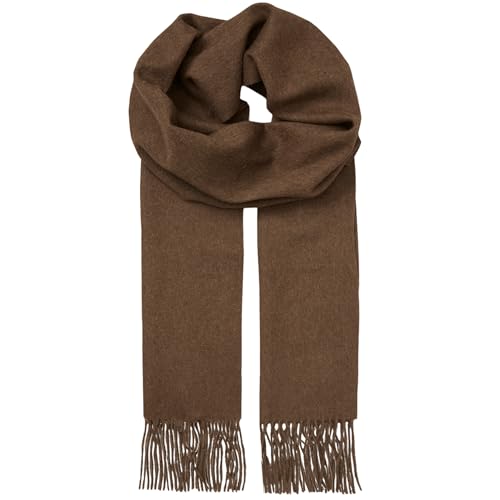 Becksöndergaard Schal Damen - Crystal Edition Scarf in Classic Brown (Braun) - Großer warmer Damenschal Einfarbig aus 100% Wolle - Breite: 50 x Länge: 220 cm von Becksöndergaard