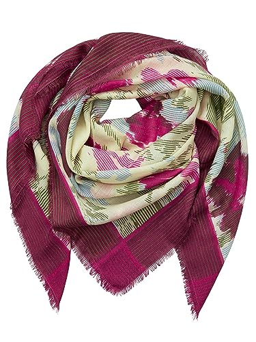 Becksöndergaard Schal Damen - Florenza Siw Scarf in Cabaret Pink (Rosa) aus Wolle/Seide - Halstuch/Dreieckstuch für Frauen weich mit abstraktem Blumenmuster - Breite:110 x Länge:110cm von Becksöndergaard