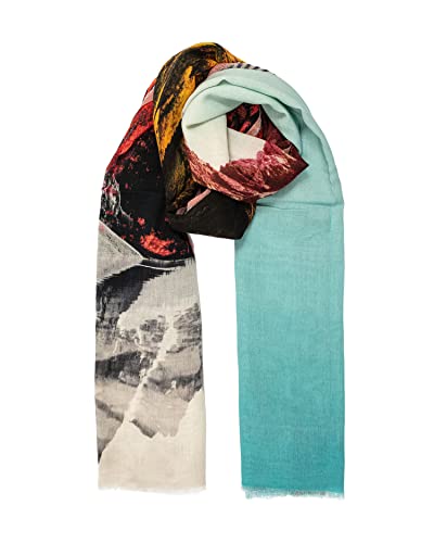Becksöndergaard Schal Damen Ledan Cowo Scarf in Mehrfarbig (Mulit Color) - Schal für Frauen aus 90% Baumwolle/10% Wolle mit Landschafts Print - L:100 x B:200 cm von Becksöndergaard