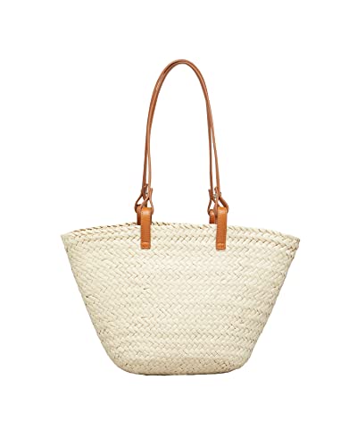 Becksöndergaard Tasche Damen - Ilaria Revenna Tasche in Cremefarben (Nature) - Schultertasche/Shopper aus 100% Stroh - L:26 x B:20 cm von Becksöndergaard