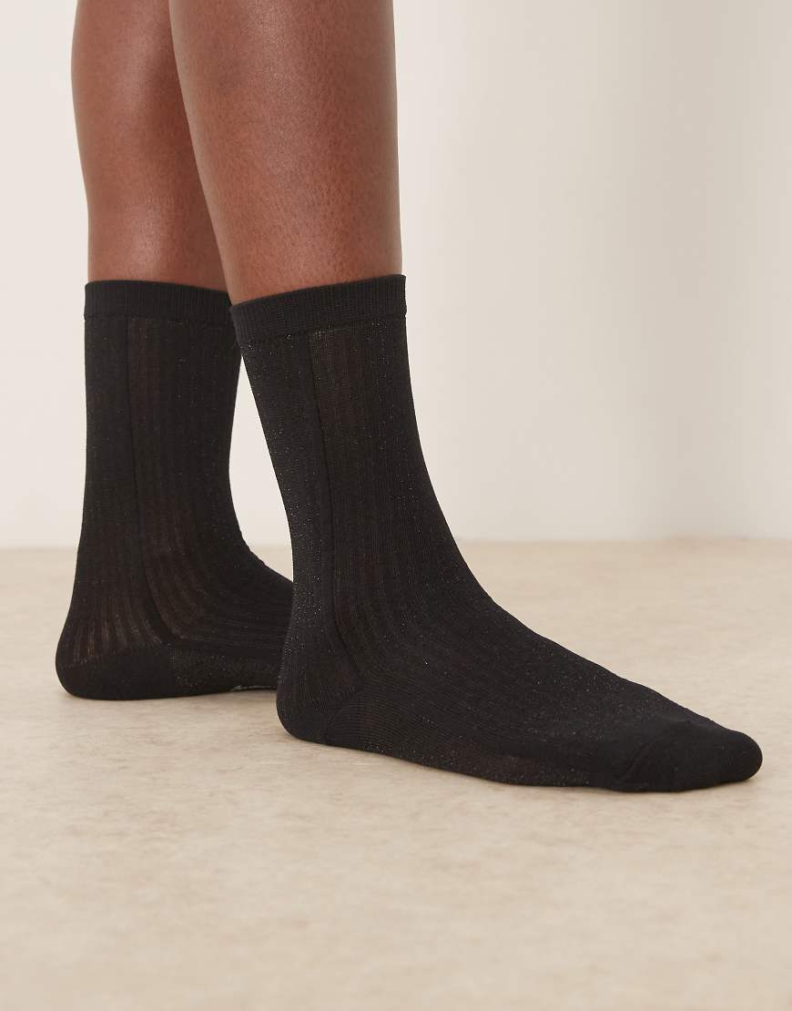 Becksöndergaard - Gestreifte Glitzersocken in Schwarz von Becksondergaard