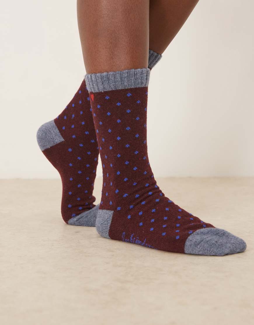 Becksöndergaard - Wola - Socken in Burgunderrot und Hellblau mit Polka Dots von Becksondergaard