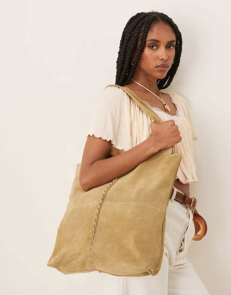 Becksondergaard - Demi - Wildleder-Schultertasche in Olivgrün mit Ziernaht von Becksondergaard