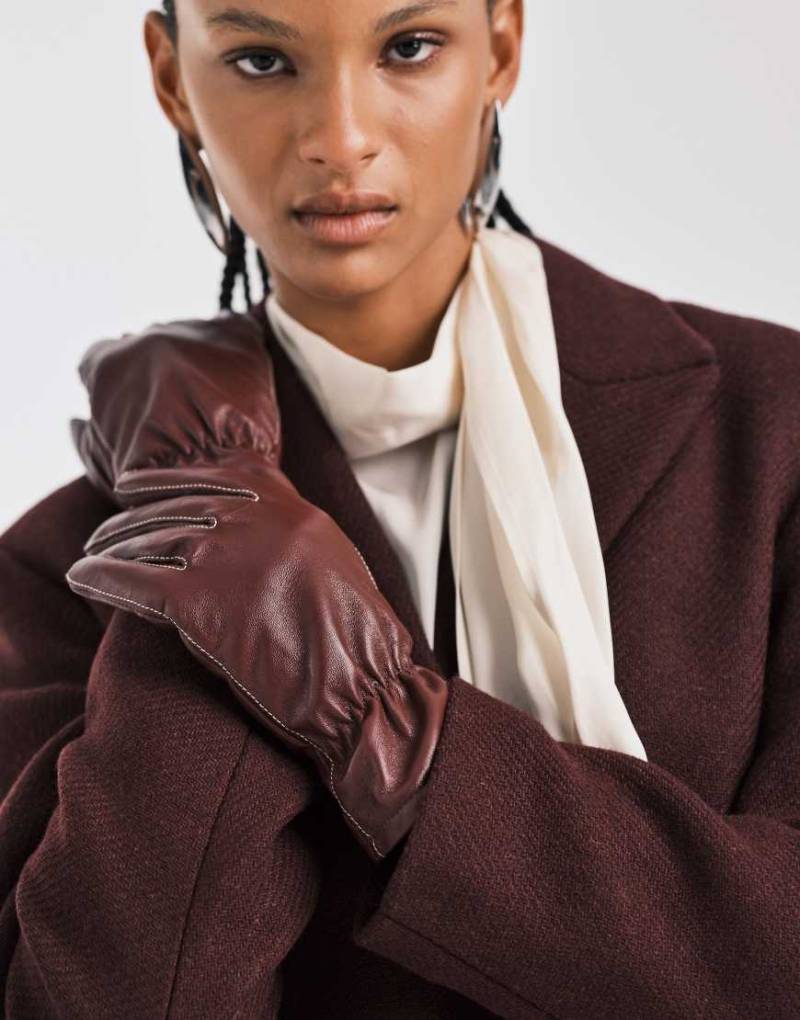 Becksondergaard - Glattleder-Handschuhe in Burgunderrot von Becksondergaard