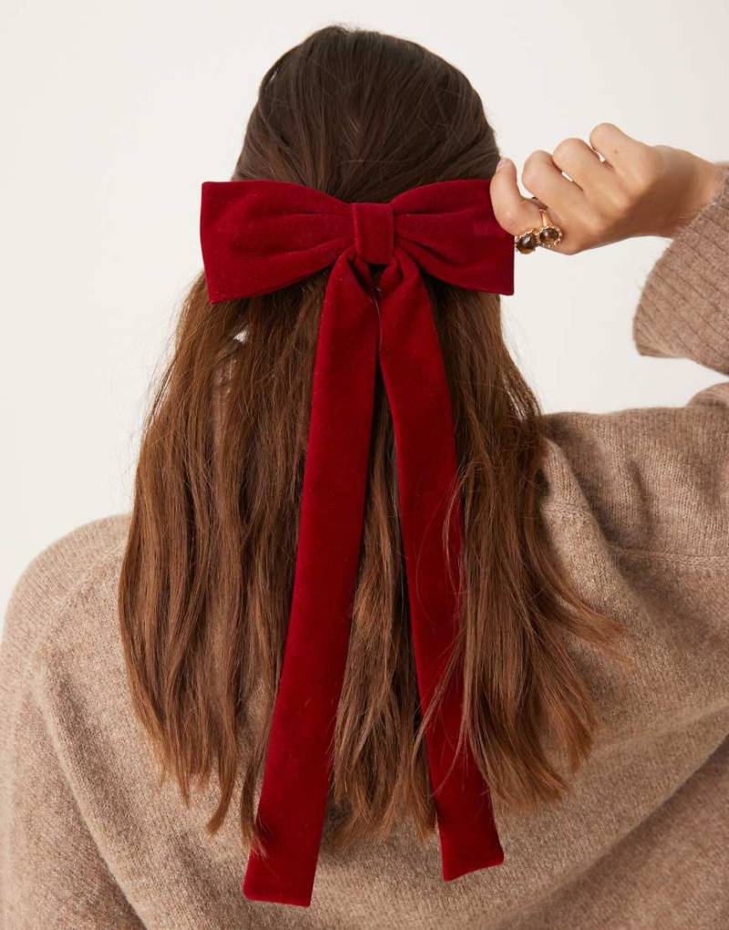 Becksondergaard - Lange Haarschleife aus Samt in Rot von Becksondergaard