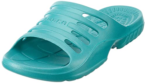 Beco Badeschuhe Damen – leichte Eva Badesandalen Damen mit komfortablem Fußbett, Aquaschuhe Damen ideal für Schwimmbad oder Strand – in Petrol, Größe: 37 von Beco