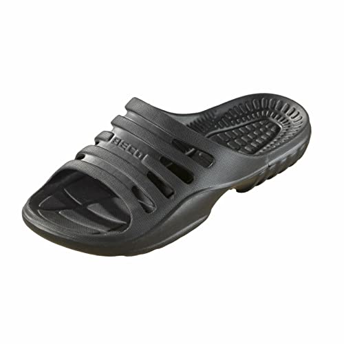Beco Badeschuhe Herren – leichte Eva Badesandalen Herren mit komfortablem Fußbett, Aquaschuhe Herren ideal für Schwimmbad oder Strand – in Schwarz, Größe: 50 von Beco
