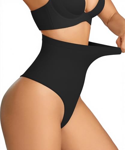 Becotal Damen Shapewear Unterhose Bauchweg Miederhose hoher Taille Nahtlos Stark Formend Bauchkontrolle Unterwäsche Atmungsaktive Figurformende Miederslips Tanga, Schwarz, S von Becotal