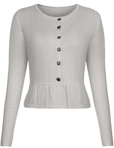 Becotal Damen Trachtenjacke Dirndl Jacke Kurze Trachten Elegante Strickjacke mit Knopfleiste Oktoberfest Outfit Grau 34 von Becotal